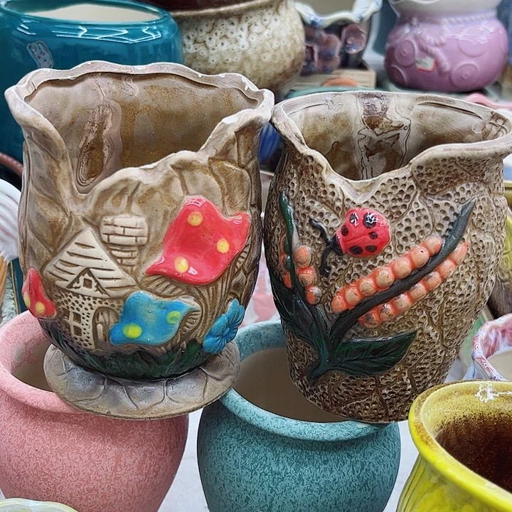 多肉绿植陶瓷花盆9.9包邮，有孔