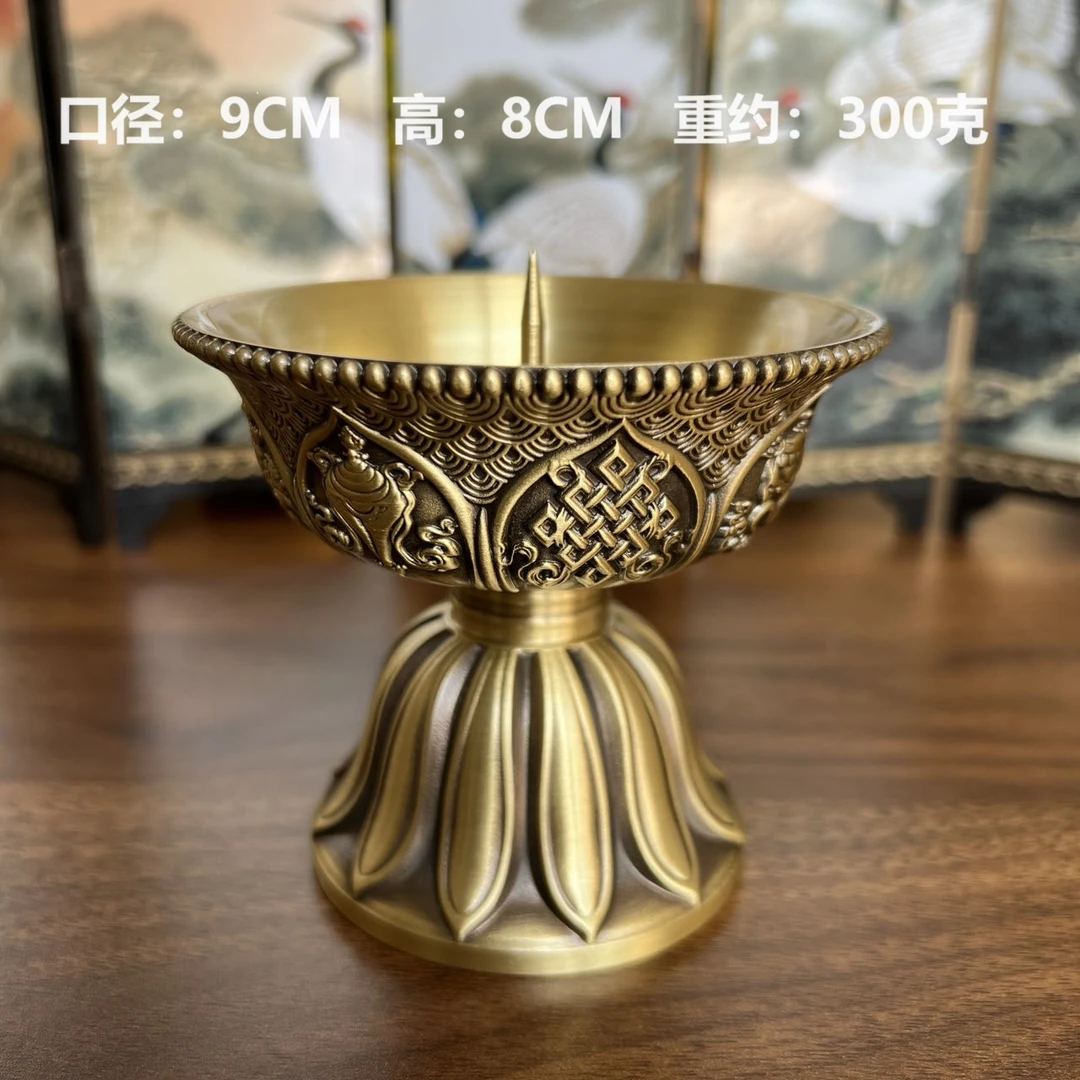 新款黄铜烛台大容量吉祥八宝蜡烛台高档摆件插蜡烛大口径烛台