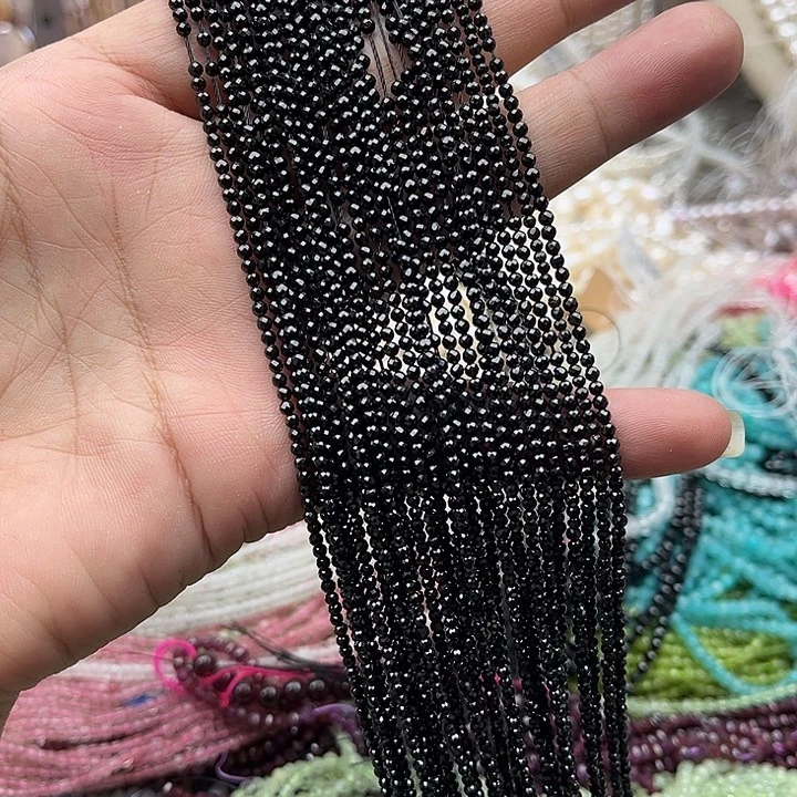 玛瑙/玉髓未镶嵌珠宝半成品一条2mm黑尖晶
