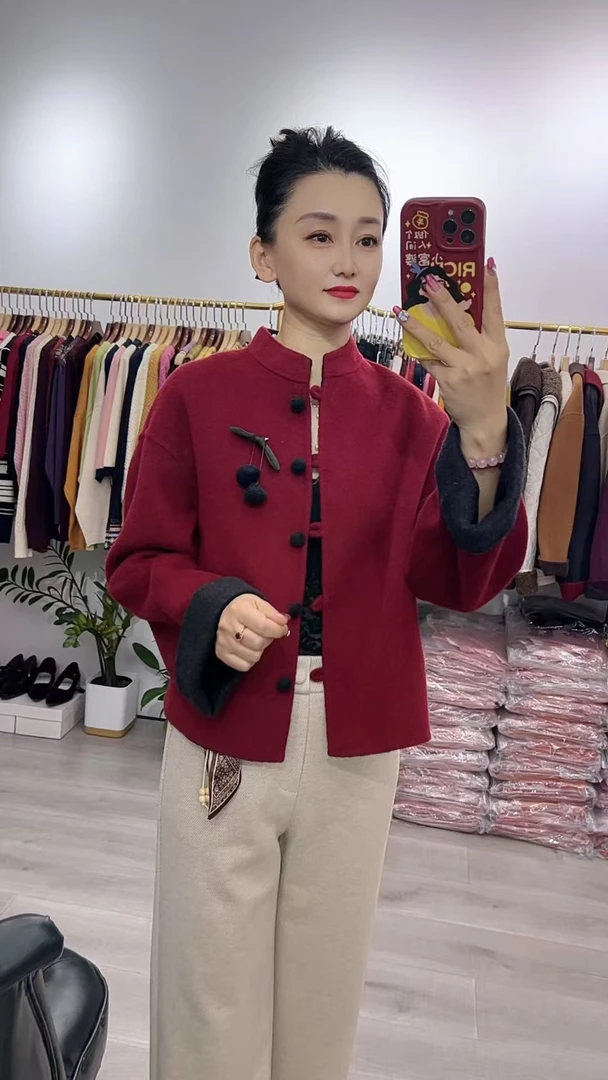 双面毛立领气质洋气小款外套