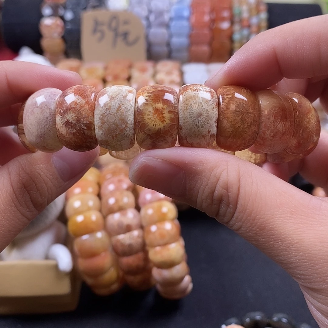 硅化珊瑚（珊瑚玉）未镶嵌手牌34