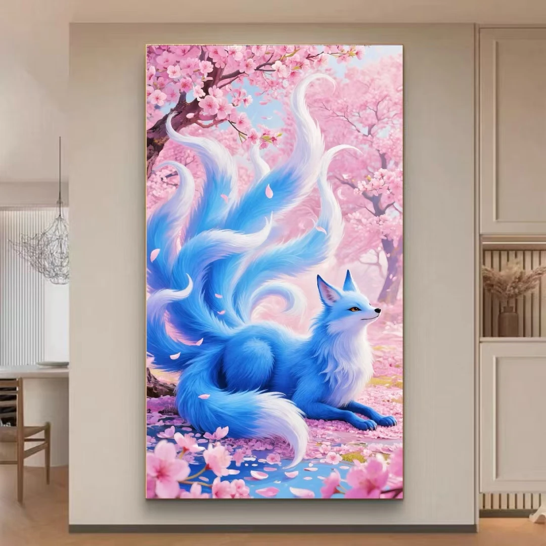 定制十字绣原创版权蓝狐小格40*60没绣的f2632