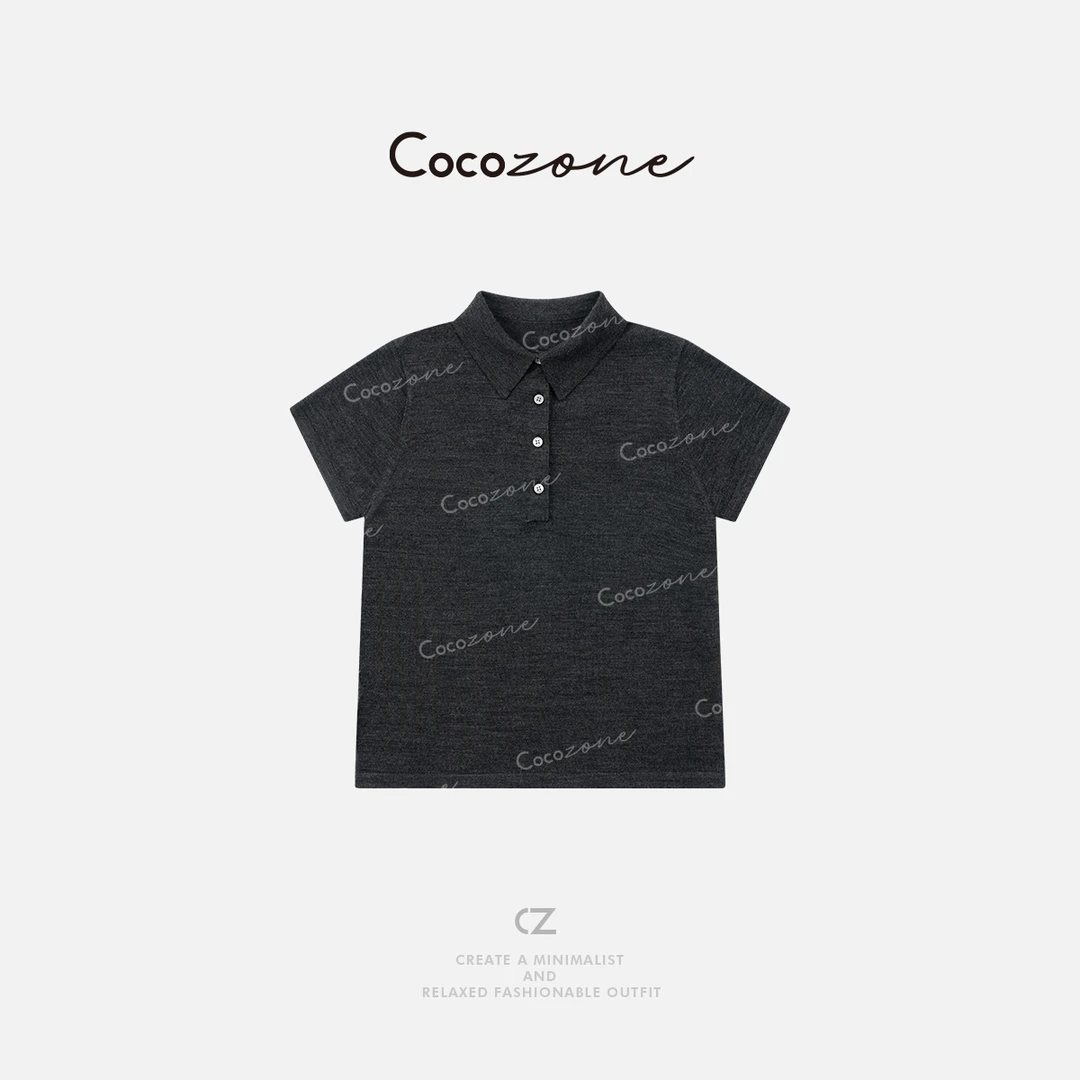 COCO ZONE 刘一一 “拼色POLO”100绵羊毛毛织上衣 CD2A1455