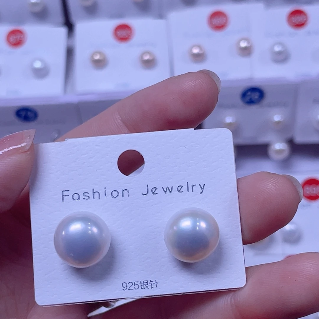 银S925镶嵌淡水珍珠耳饰
