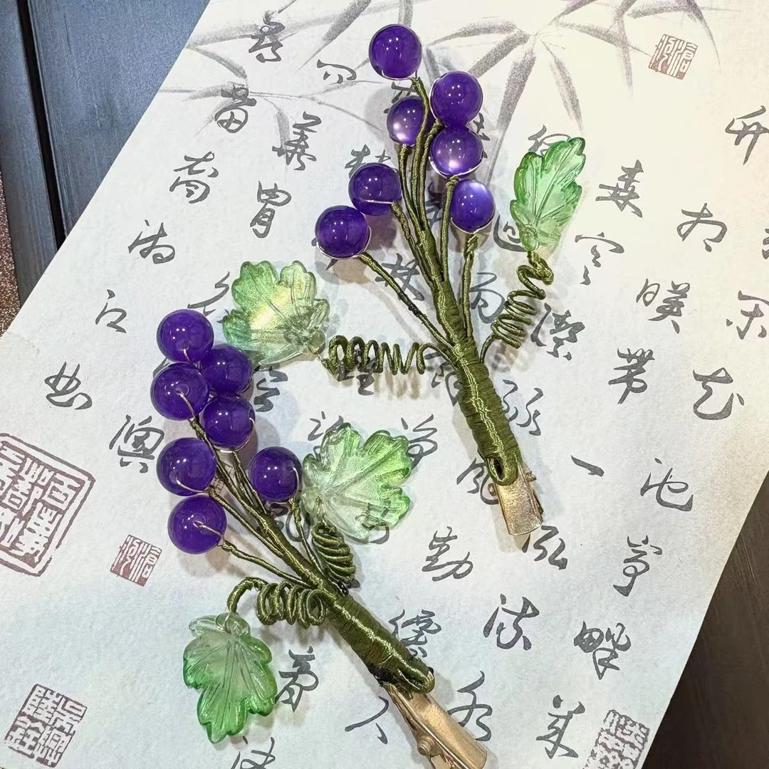 琉璃葡语合金对夹爆款新中式汉服旗袍马面裙纯手工古风发夹Z0108