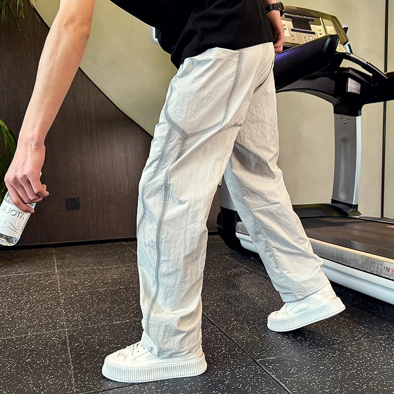 渐变色脏脏弯刀裤男士夏季薄款潮牌直筒宽松休闲春秋装运动长裤子