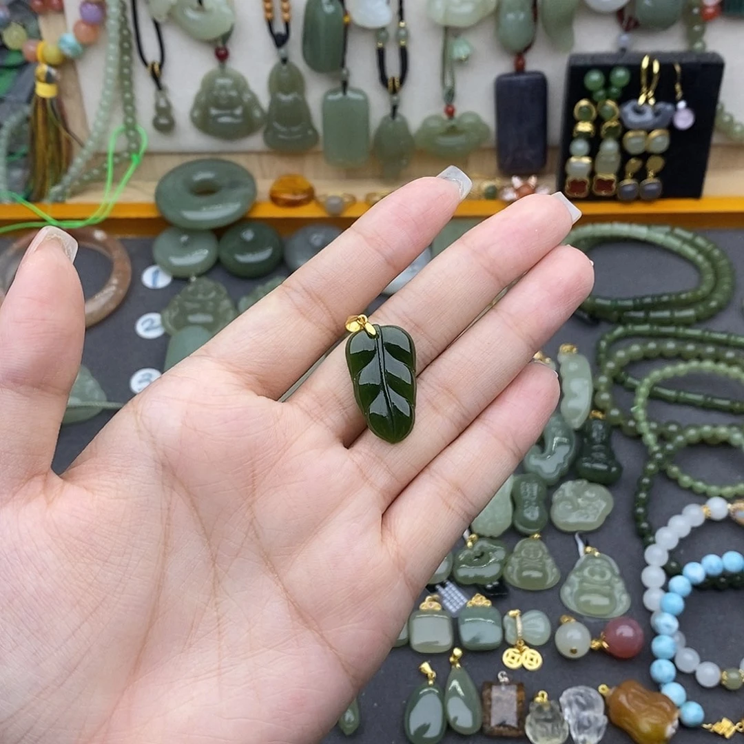 和田玉银S925镶嵌吊坠(不含链)