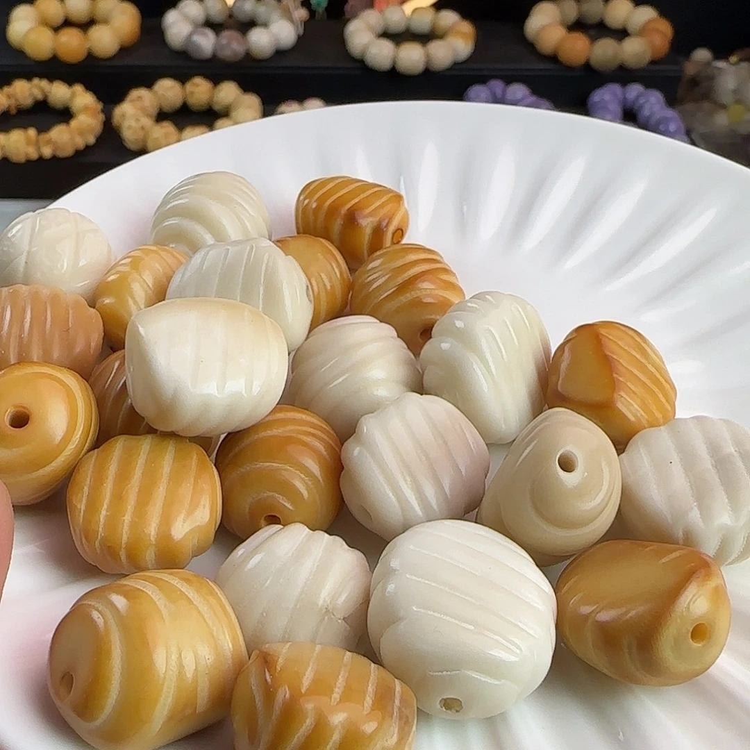 手串菩提根/象牙果微瑕疵花卷10颗