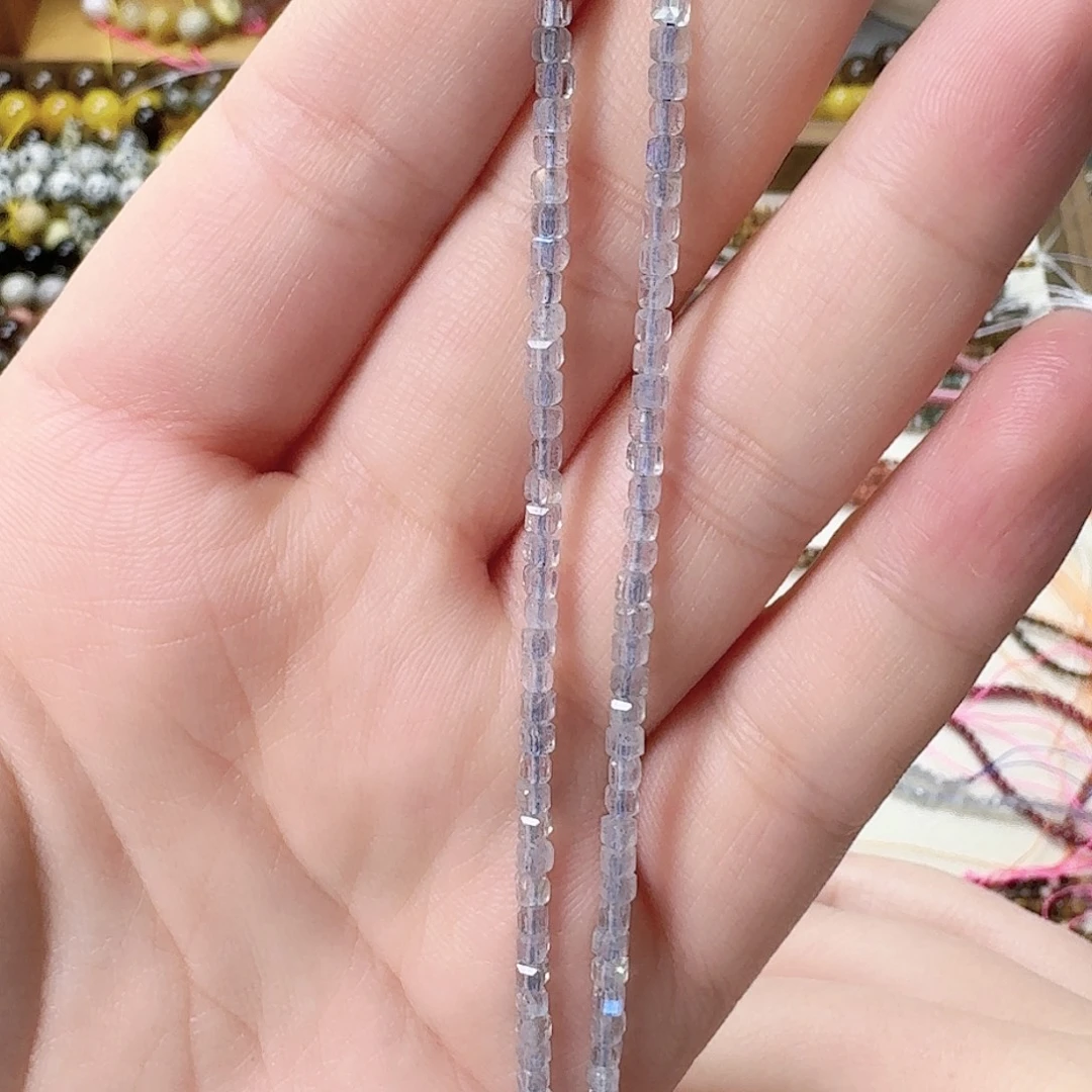 未镶嵌玛瑙/玉髓珠宝半成品卡2灰月光方切一条