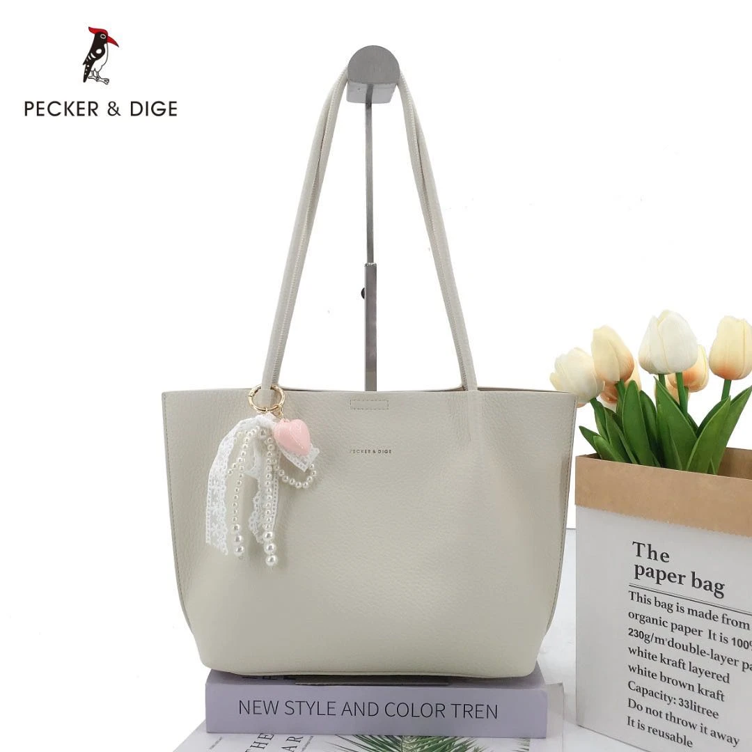 广州啄木鸟新款女士百搭大容量单肩腋下托特包