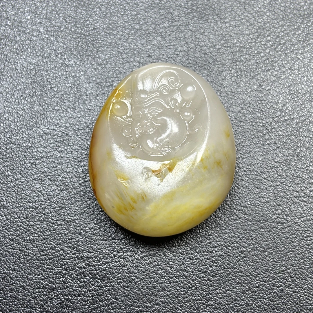 和田玉冰润小财神吊坠项链