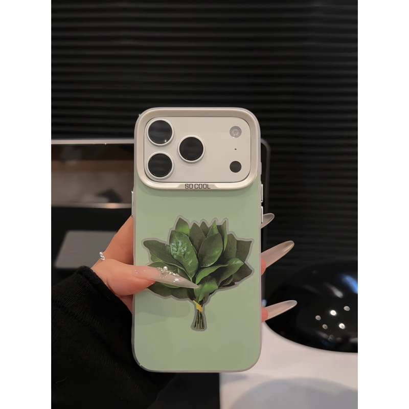 柚子叶适用苹果17pro手机壳16pm彩银华为p80荣耀oppo小众小米17女