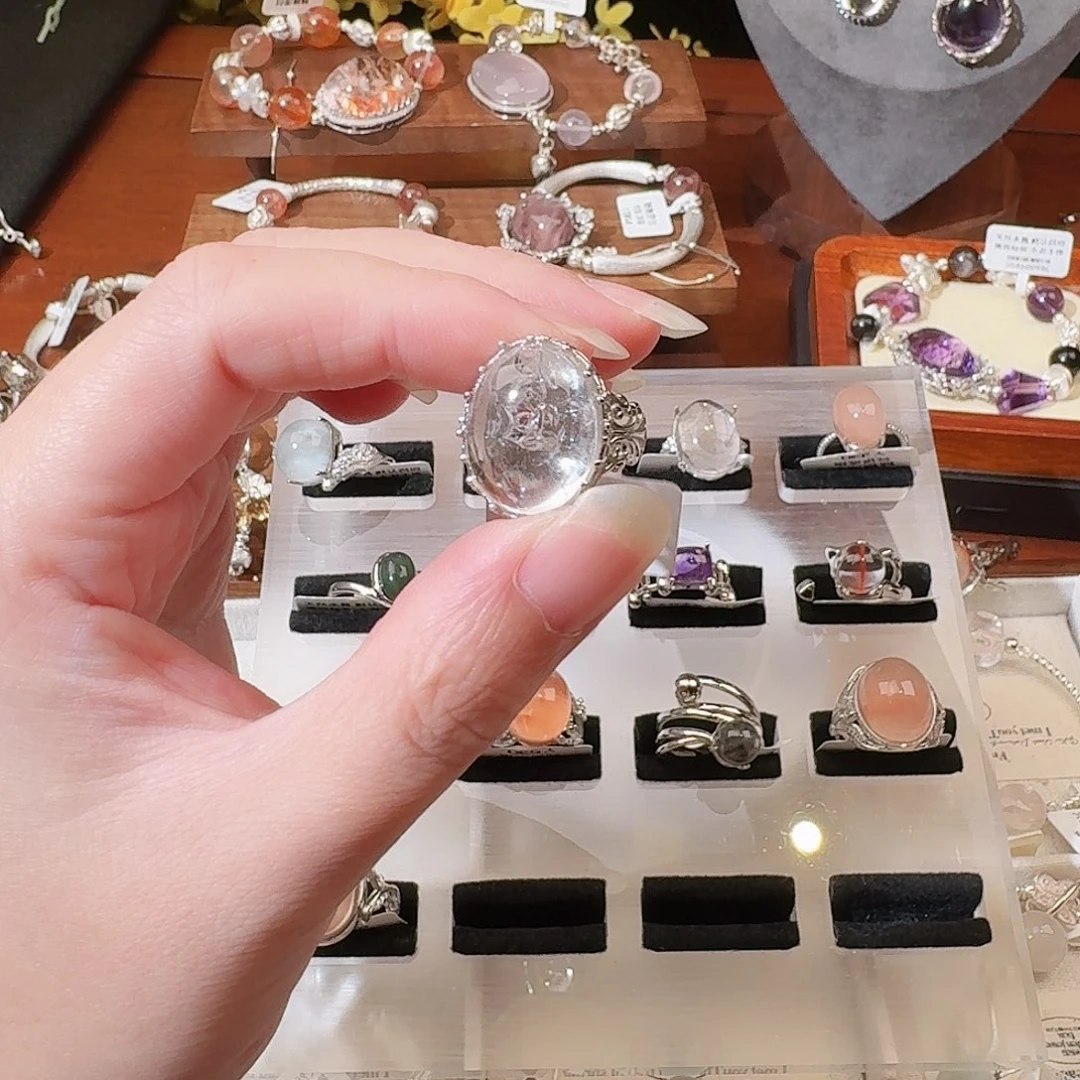 烟晶银S925镶嵌戒指