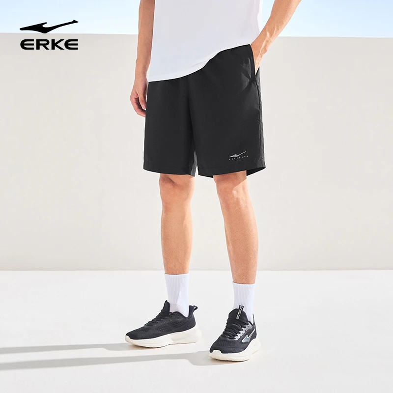 鸿星尔克男士短裤夏季透气户外运动跑步休闲五分裤薄款速干针织裤