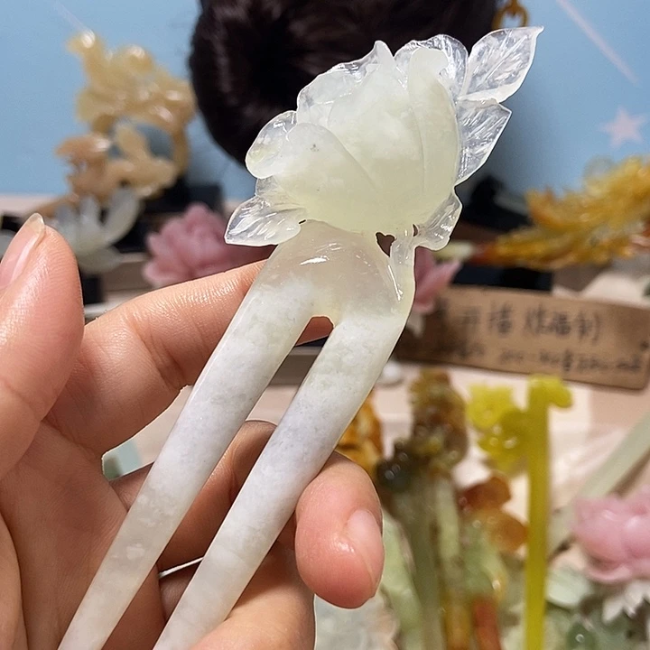 岫玉未镶嵌发簪发簪