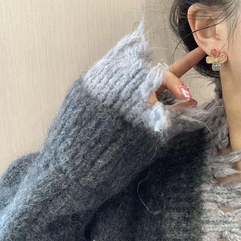 铜合金树脂耳饰 十里间【少女花朵】甜美小清新彩色花花耳钉百搭