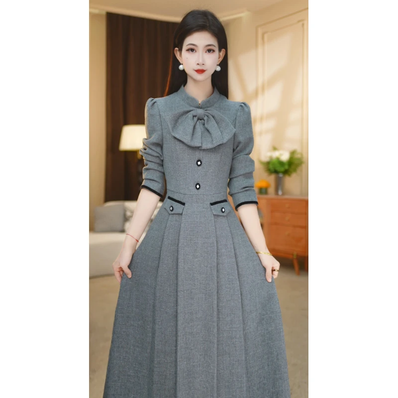 【连衣裙】冬季新款气质时尚优雅减龄修身中长款连衣裙M-4XL