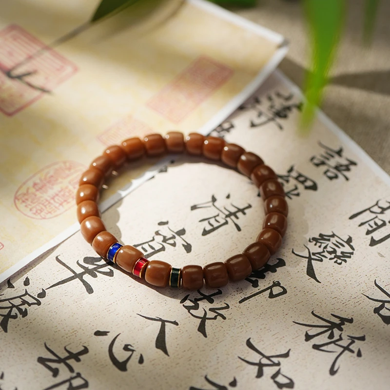 「鑫浩钰矿」和田玉且末糖极限弧卡8mm手串老型单圈玉手串素圈民族