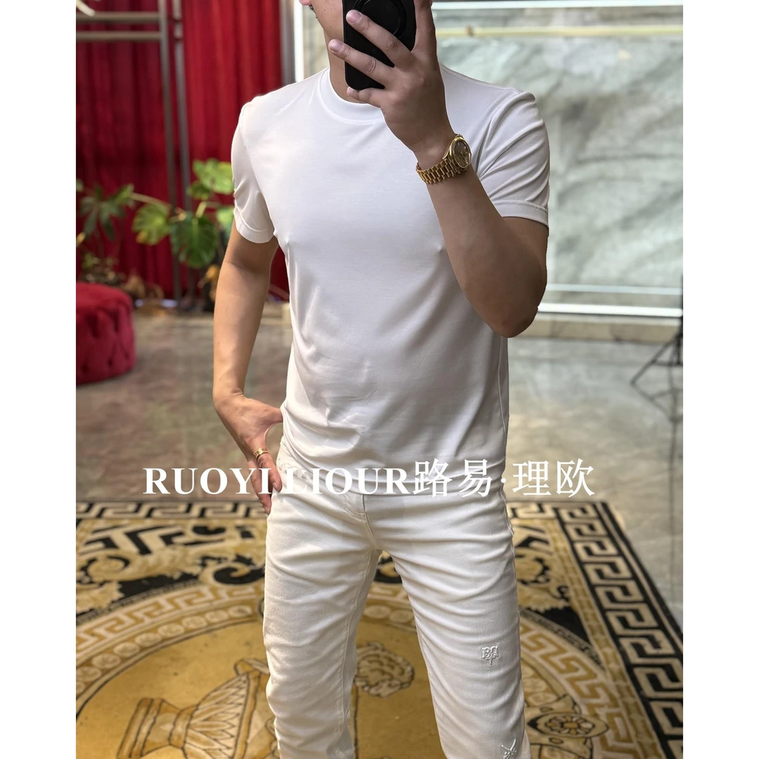 【路易理欧】2025欧货男装纯色莫代尔棉高品质短袖0122