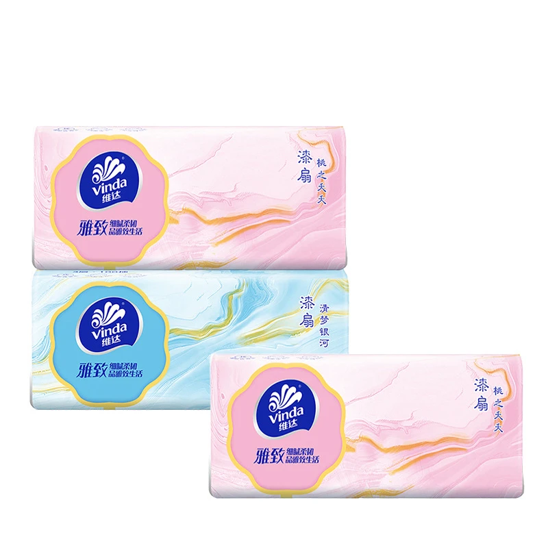 维达雅致100抽3包家用实惠装餐巾纸亲肤抽取式面巾纸原木浆抽纸
