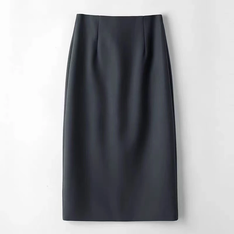 夏季气质高腰显瘦复古开叉包臀半身裙西装A字中长裙