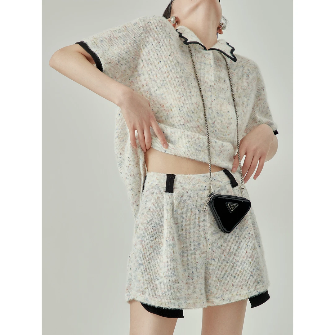 周里物/米灰色套装女2025夏季新款短袖T恤设计感休闲两件套上衣