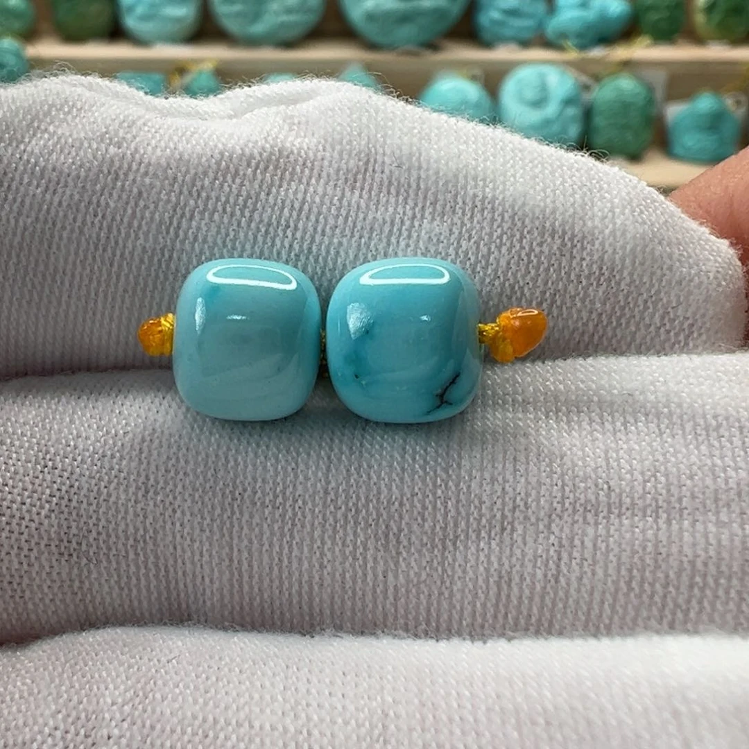 未镶嵌绿松石老型对珠 8.7x7.8mm
