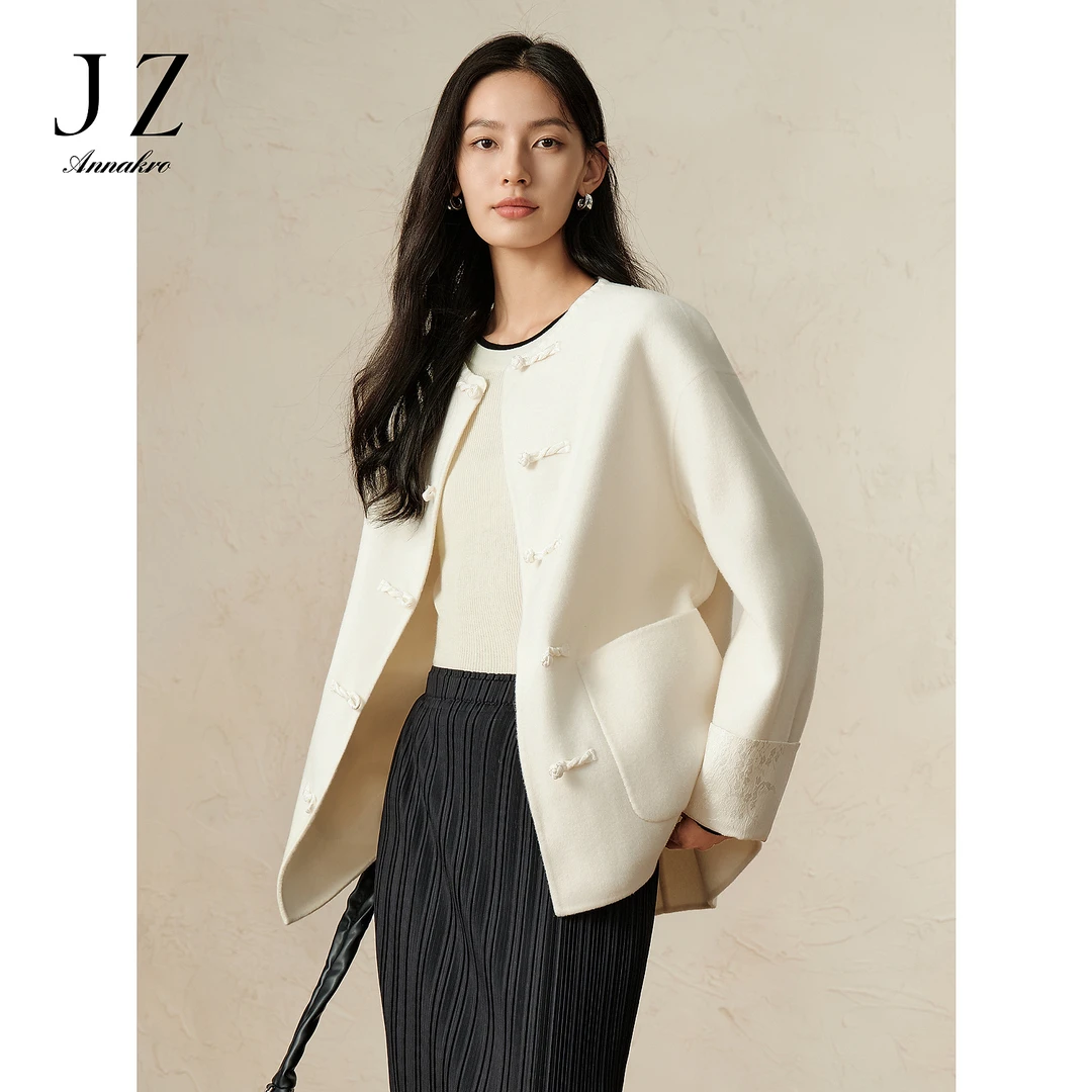 【婷婷专属】玖姿安娜蔻JTED72514淑女风国风毛呢大衣外套女冬