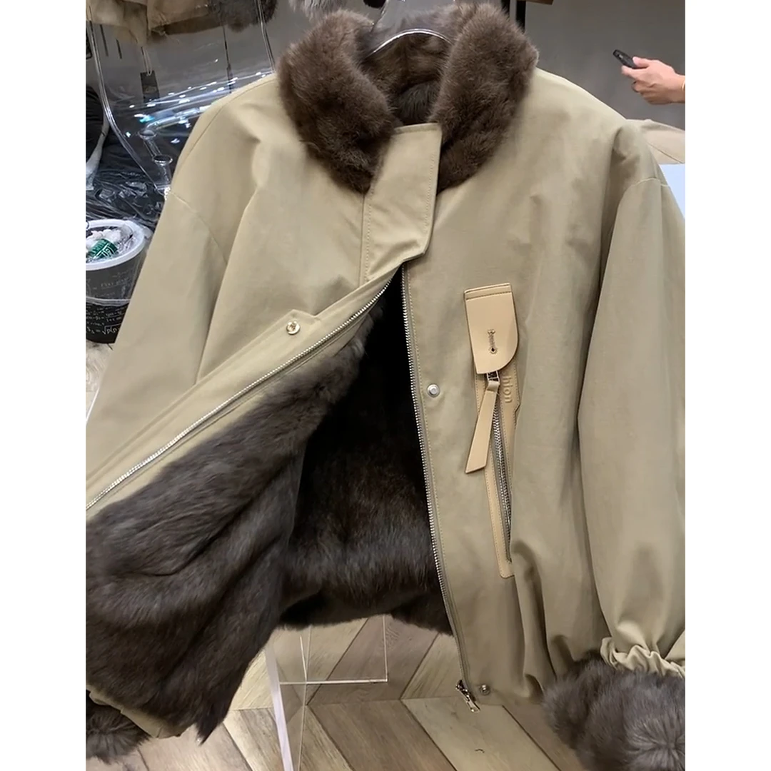 毛领环保内胆5冬季小个子短皮草加厚保暖毛毛外套派克服女