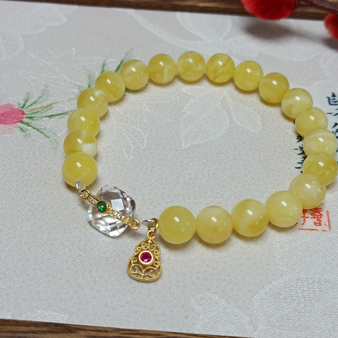 天然蜜蜡diy手串~8+俄料浓蜡妖花~【晶彩人生】~5032
