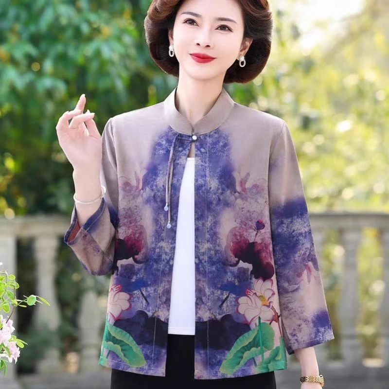 9454-夏季新款新中式端庄优雅一粒扣洋气妈妈装披肩上衣B10-1-1