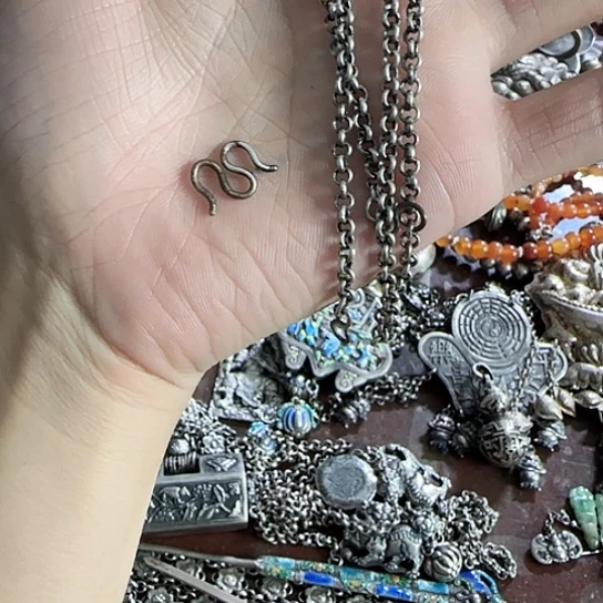 哥***哥足银手镯足银项链足银项链