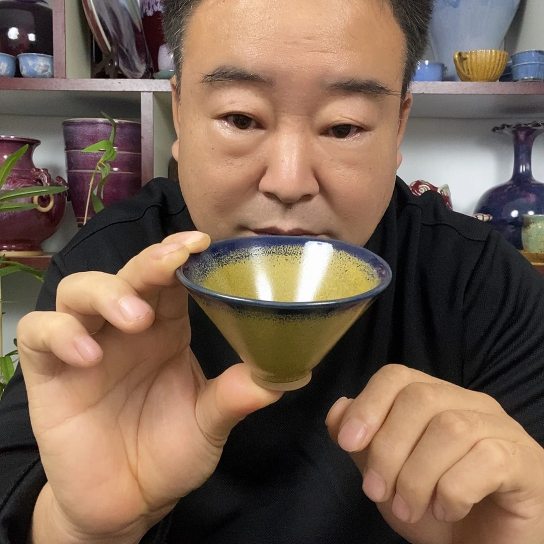 杯神垕钧瓷主人杯高温窑变斗笠杯