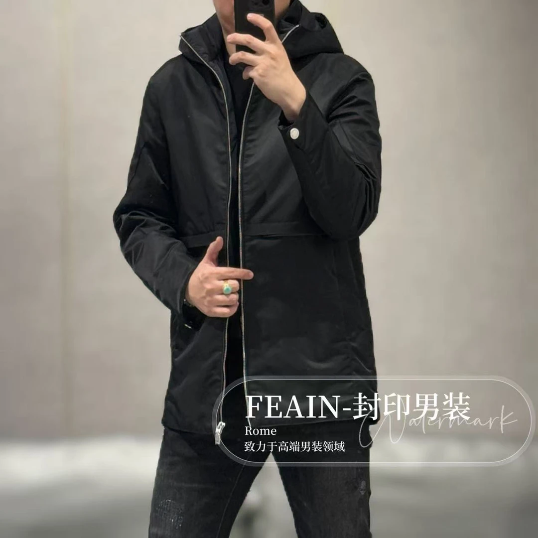 【桑蚕丝绵羊皮】高端男士东立三防面料桑蚕丝填充风衣78212