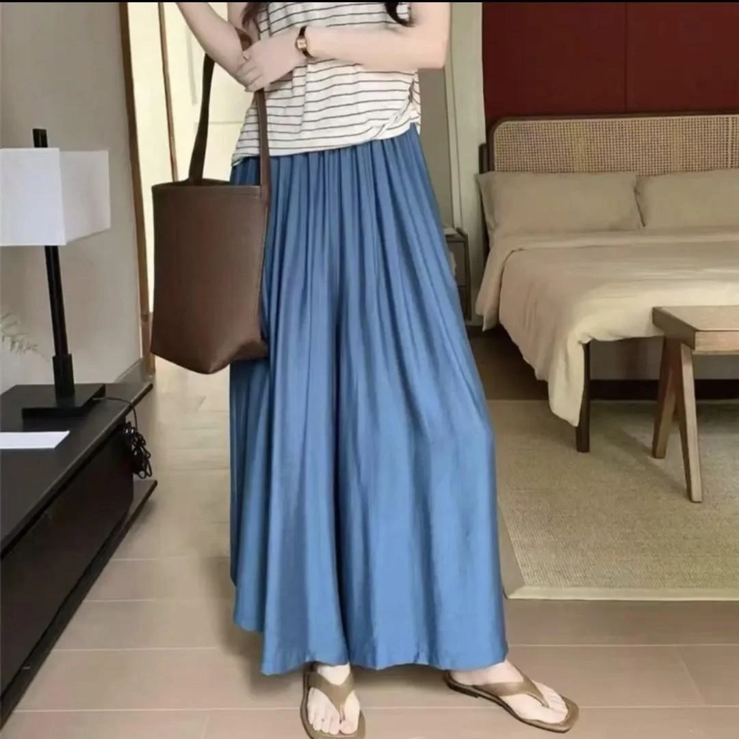 【现货+运费补贴】2025夏季韩系慵懒风宽松大裤腿百搭长裤休闲裤女