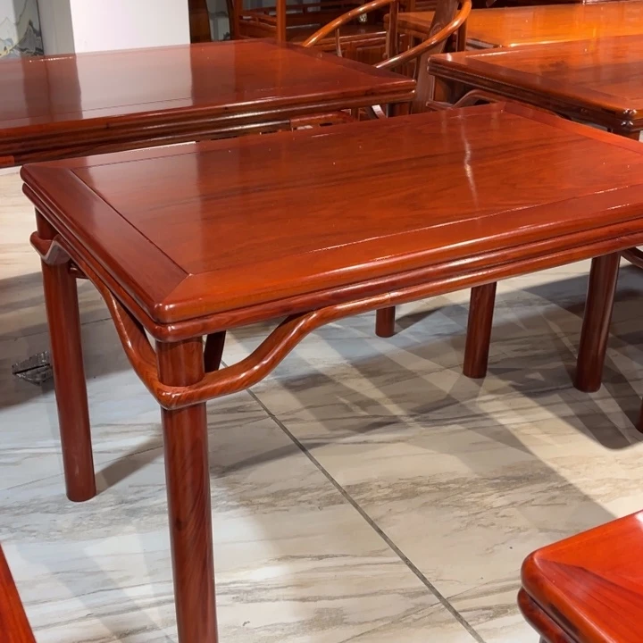 阿***⌒紫檀木类端景台缅花餐桌五件套