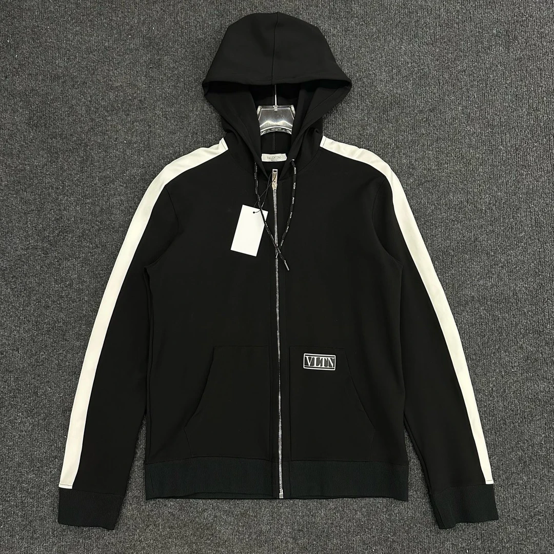 99新 Valentino/华伦天奴 白色织带拼接拉链外套/尺码M