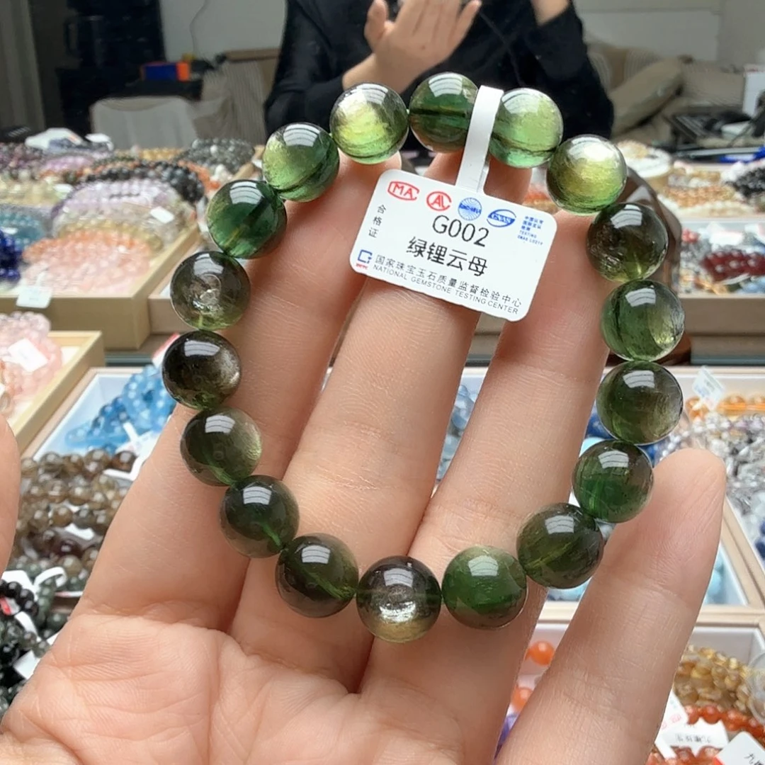 天然辰砂恭**財G002 绿锂云母10.6mm