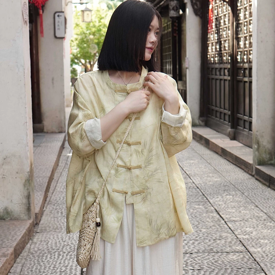 【清竹】100%纯苎麻夏初秋开衫外套新中式薄款透气文艺国风防晒套装