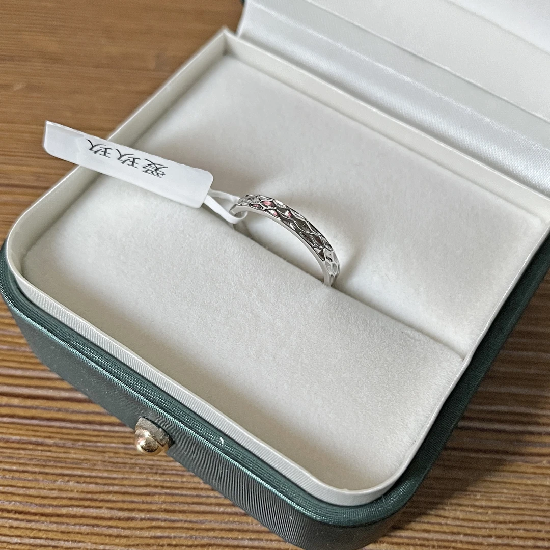 925银戒指 气质百搭小众银色不规则捶打纹韩版简约学生戒指 J-742