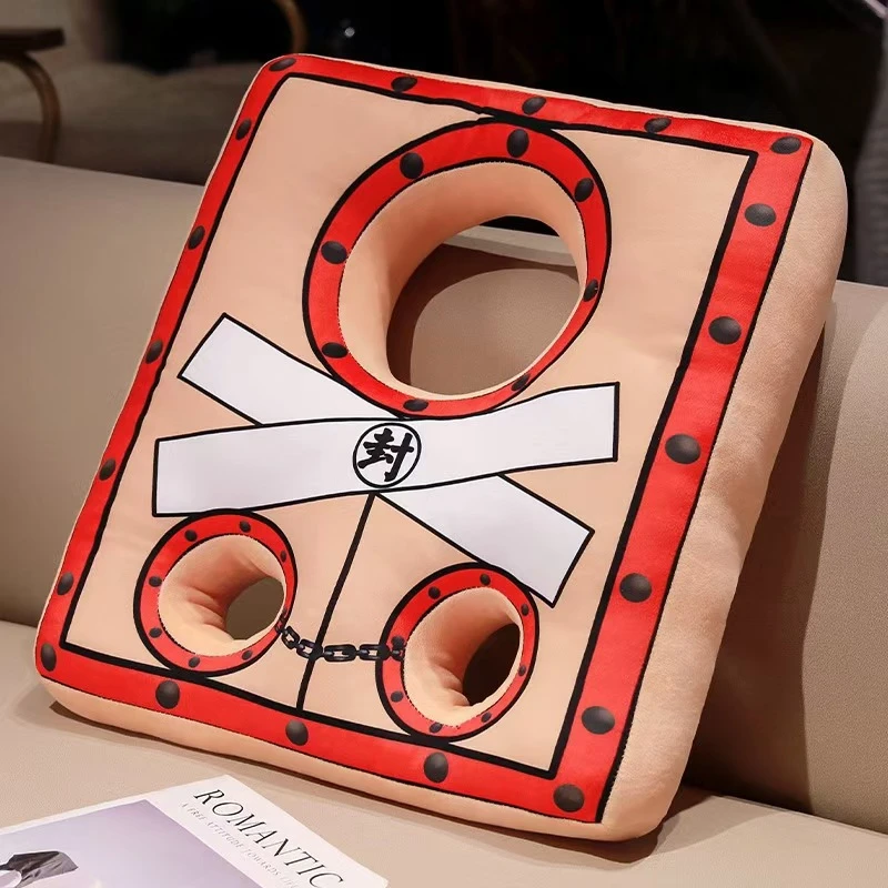 卡通搞怪枷锁抱枕手铐毛绒玩偶缉拿押送头套男女礼物靠垫坐垫柔软