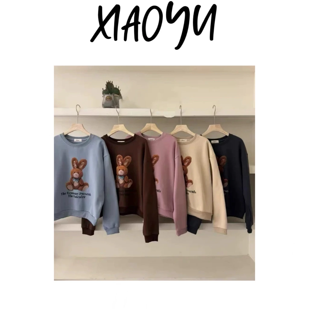 【五色兔子卫衣】S韩系MONE一体绒圆领卫衣百搭显瘦保暖卫衣洋气