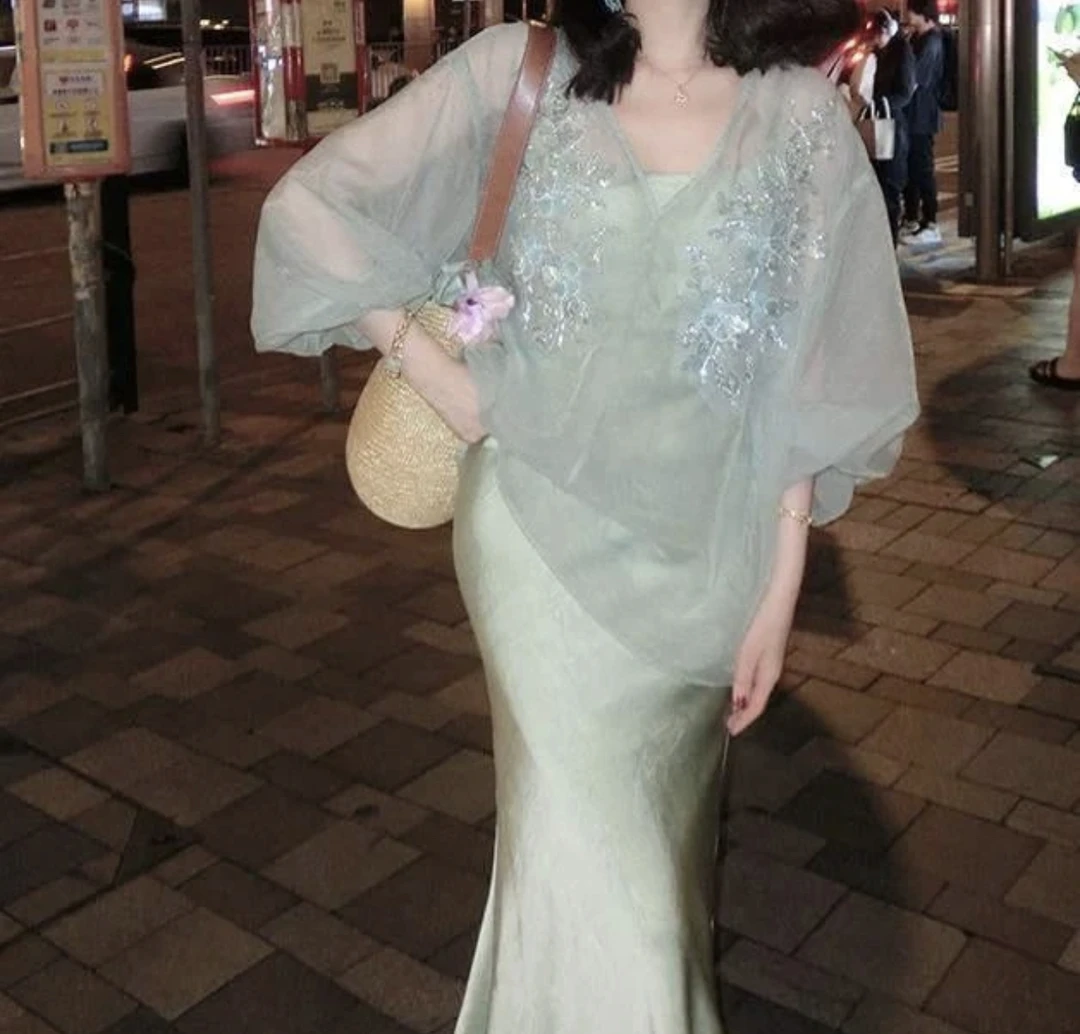 新中式国风V领套装女夏季穿搭高级感气质高端两件套G115