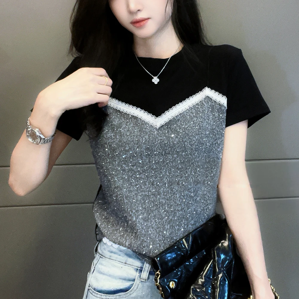 短袖洋气衣服女千金清冷感贵系夏季新款遮肚显瘦胖MM大码女装T恤