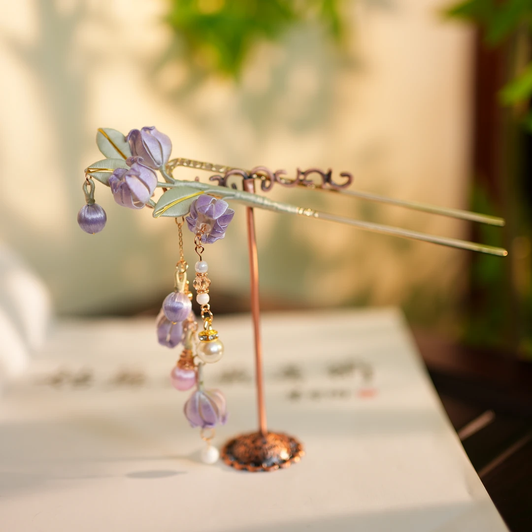 【铃兰发钗】紫色 非遗缠花工艺 日常国风仙女百搭礼品