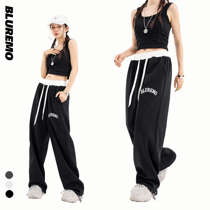 BLUREMO/模糊情绪夏季新品美式潮牌刺绣字母百搭男女抽绳休闲长裤