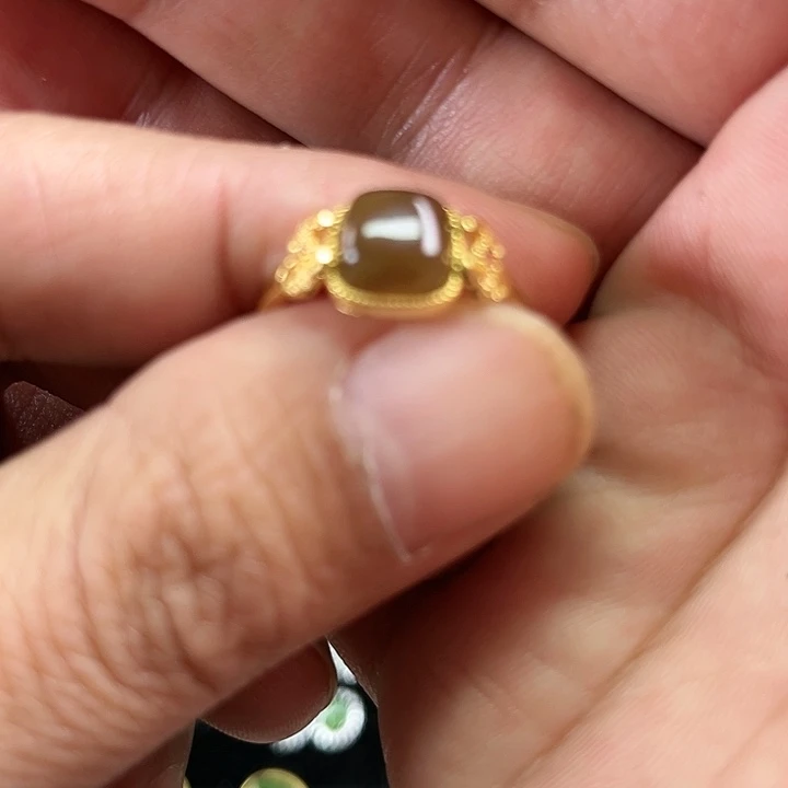 和田玉戒指银S925镶嵌