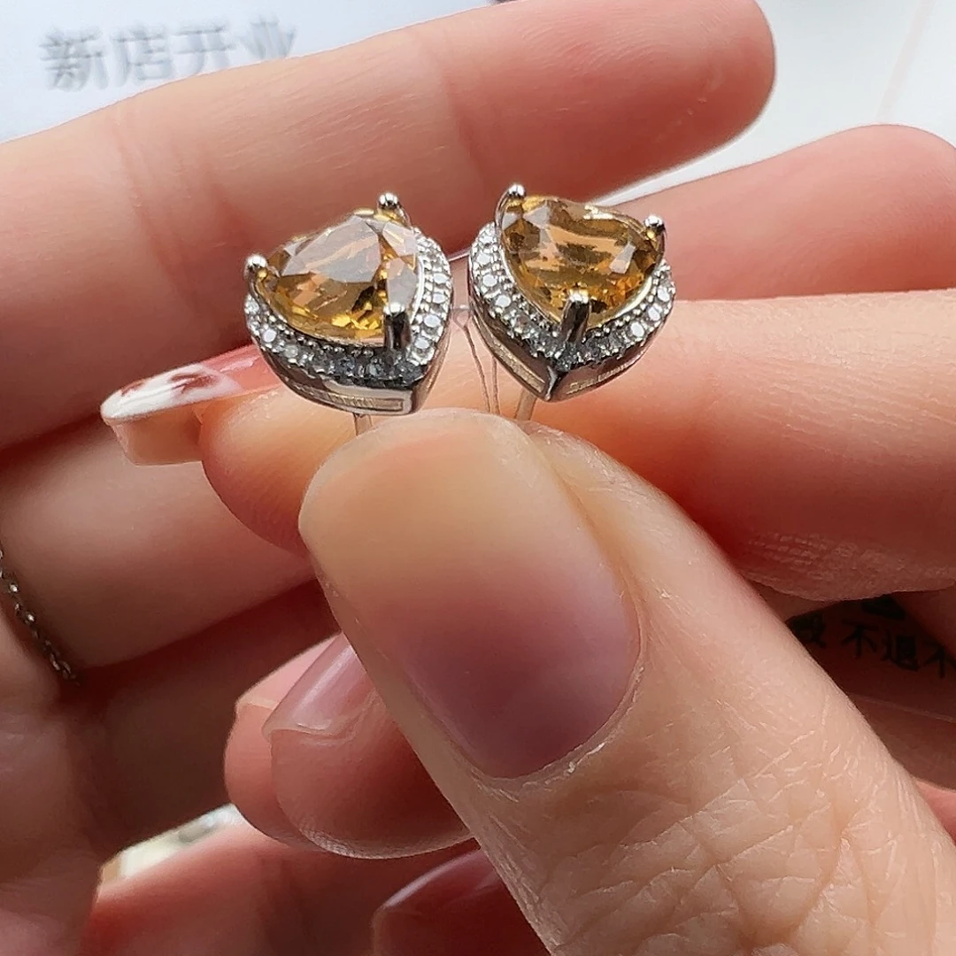 银S925镶嵌耳饰黄晶