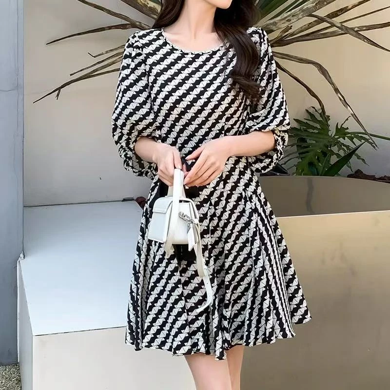 【JX056气质裙】麦多多专属2025时尚百搭洋气夏季中长款连衣裙