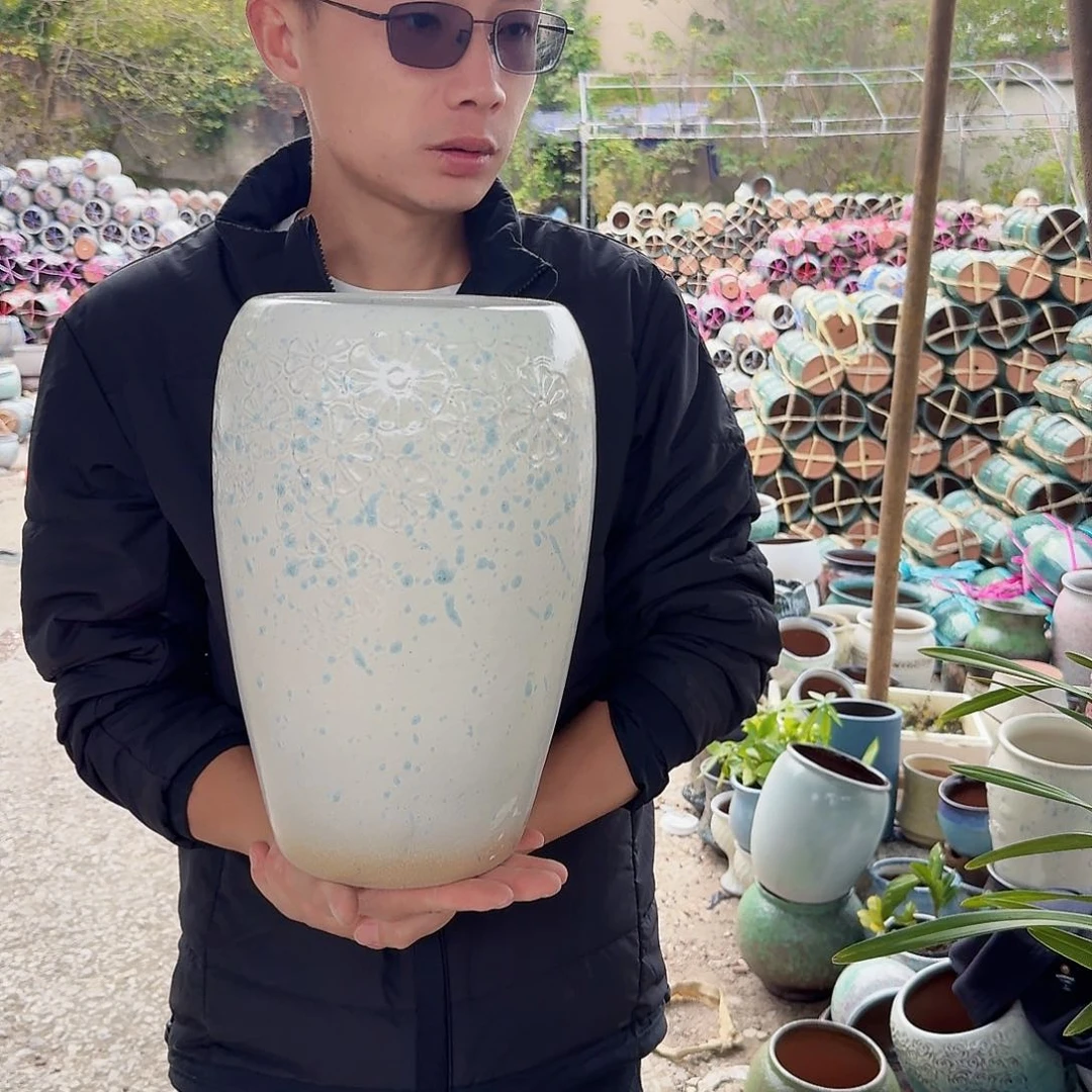 紫砂花盆口16高33（一个雏菊白色